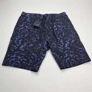 Good Man Short‎ Twill Chino Men SZ Medium Navy Blue Print Stretch Drawstring NEW